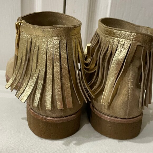 kATE SPADE NEW YORK  FRINGE SUEDE GIPSY BOHO ANKLE SUEDE BOOTS TRUFFLE SIZE 6.5 - Picture 13 of 16